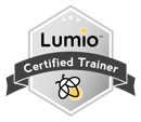  badge with the words 'Certified Trainer' in the center, surrounded by a shield shape featuring the Lumio logo.